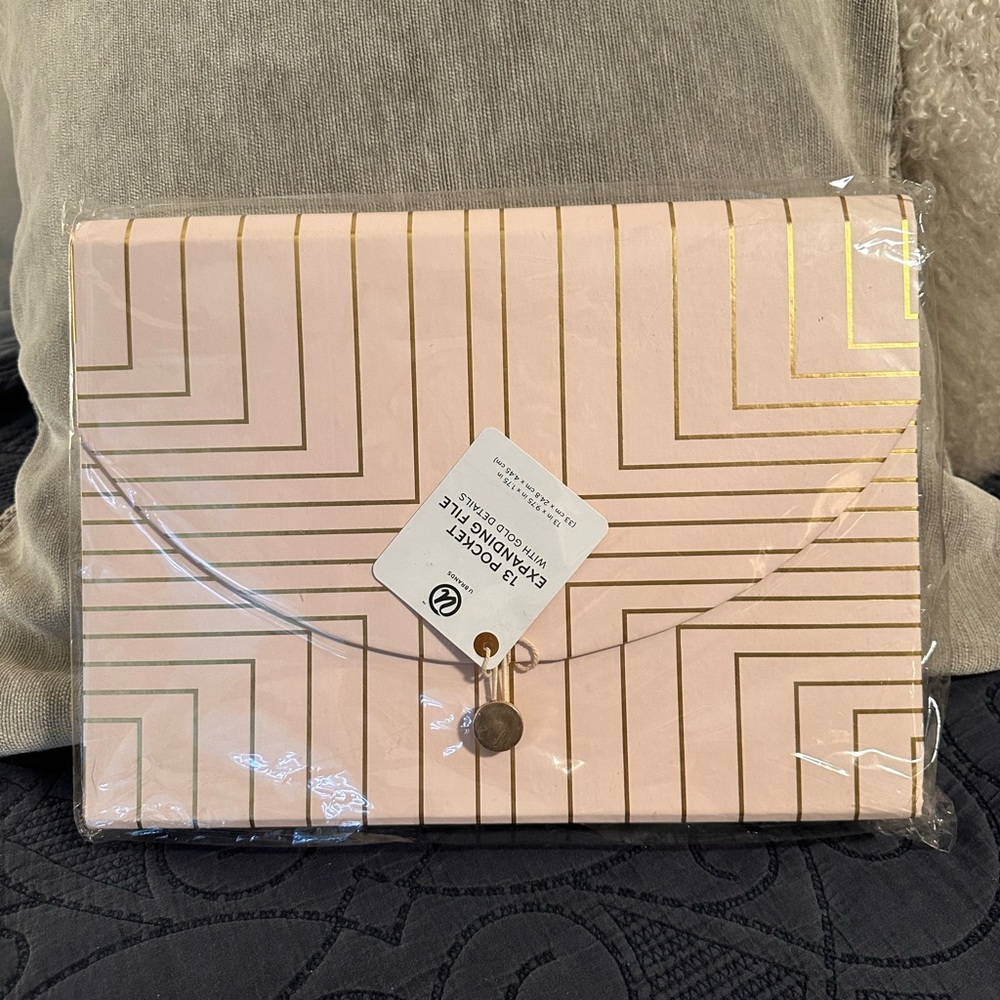 Blush Pink Geometric Clutch Folder with Gold Accent
